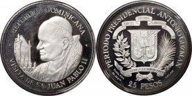 DOMINICAN REPUBLIC. 25 Pesos, ND (1979). NGC PROOF-68 Ultra Cameo.
KM-54. Mintage: 6000 pieces. This special issue exhibits hard mirrored fields, fro...