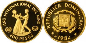 DOMINICAN REPUBLIC. 200 Pesos, 1982. NGC PROOF-69 Ultra Cameo.
Fr-7; KM-58. Mintage: 4,290. Struck to celebrate the International Year of the Child. ...