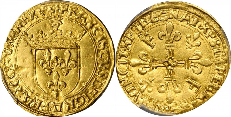 FRANCE. Ecu D'or, ND (1515-47). Francois I. PCGS AU-58 Gold Shield.
Fr-345; Dup...