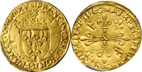 FRANCE. Ecu D'or, ND (1515-47). Francois I. PCGS AU-58 Gold Shield.
Fr-345; Dupl-775; Ciani-1073. Weight: 3.35 gms. A decently struck gold Ecu with n...