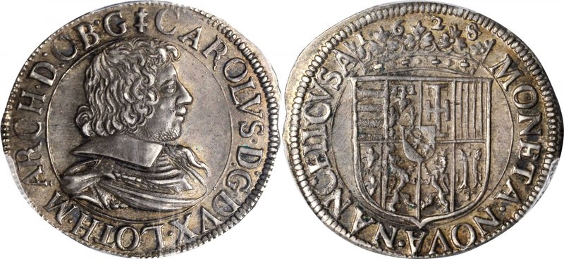 FRANCE. Lorraine. Teston, 1628/7. Karl III. PCGS MS-62 Gold Shield.
KM-45 (Unde...
