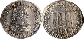 FRANCE. Lorraine. Teston, 1628/7. Karl III. PCGS MS-62 Gold Shield.
KM-45 (Under Germany). Bold and clear overdate. A well centered example of impres...
