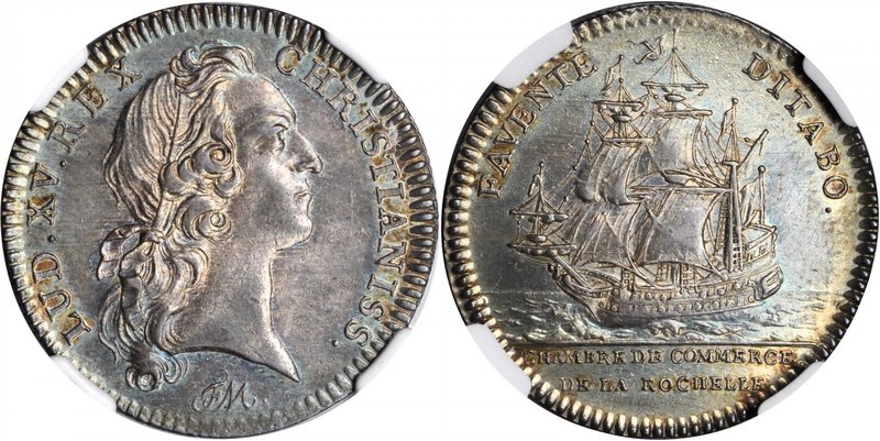 FRANCE. La Rochelle. Silver Jeton, ND (ca. 1754). Louis XV. NGC AU-58.
F-9131. ...