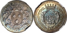 FRANCE. Nantes. Silver Jeton, 1771. NGC AU-58.
F-8927. A beautifully designed jeton with lovely surfaces and stunning iridescent tone.
Estimate: $80...