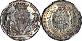 FRANCE. Nantes. Silver Jeton, 1776. NGC MS-62.
F-8930. A deeply toned Mint State example with hints of vivid iridescence.
Estimate: $80.00 - $120.00