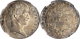 FRANCE. 5 Francs, AN 13 (1804-05)-A. Paris Mint. Napoleon I. NGC AU-55.
KM-662.1; Gad-580. A well struck and richly toned example of this early Napol...