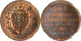 FRANCE. Bronze Medal, 1828. Charles X. NGC MS-64 Red Brown.
KM-M18; Gad-647c; Maz-902A. Mintage: 50 pieces. A medal struck for the visit to the Paris...