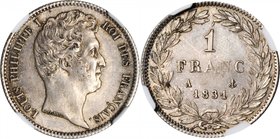 FRANCE. Franc, 1831-A. Paris Mint. Louis Philippe I. NGC MS-62.
KM-742.1; Gad-452. Attractively toned with full satiny luster. Seemingly much nicer t...