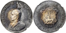 GERMAN EAST AFRICA. 2 Rupien, 1893. Wilhelm II. NGC VF Details--Environmental Damage.
KM-5. An evenly worn piece with strong concentric charcoal toni...