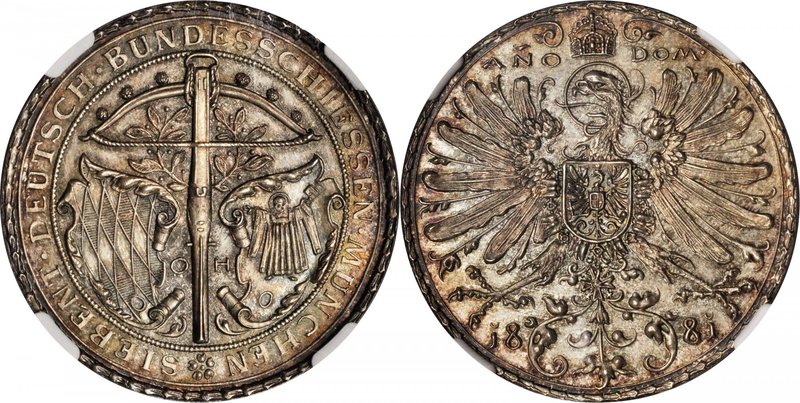 GERMANY. Bavaria. Munich Shooting Festival Silver Medal, 1881. NGC MS-67.
Hause...