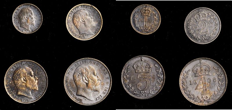 GREAT BRITAIN. Maundy Set (4 Pieces), 1908. UNCIRCULATED.
S-3985; KM-MDS165. Mi...