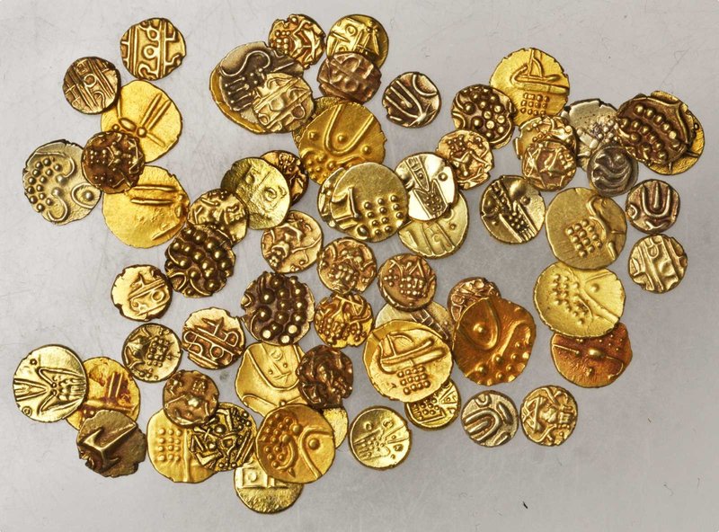 INDIA. Collection of Gold Fannams, 17th-20th Century. Grade Range: VERY FINE to ...