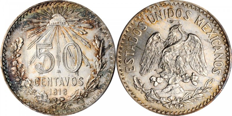 MEXICO. Better Date 50 Centavos (2 Pieces), 1918 & 1920. Both PCGS Certified.
A...