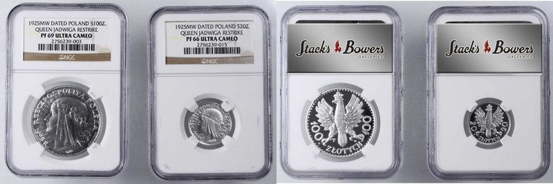 POLAND. Queen Jadwiga Restrike Set (2 Pieces), 1925-MW. Both NGC Certified.
1) ...