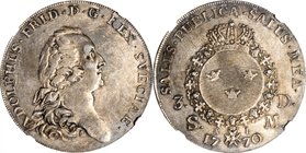 SWEDEN. Riksdaler, 1770-AL. Adolf Fiedrich. NGC AU-55.
KM-505; Dav-1733; AAH-59; HG-73. Type III, struck for only two years. This crown exhibits sign...