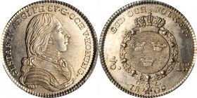 SWEDEN. 1/6 Riksdaler, 1809-OL. Gustaf IV Adolf. PCGS MS-63 Gold Shield.
KM-560; AAH-44. Last year of issue. A well struck example with only traces o...