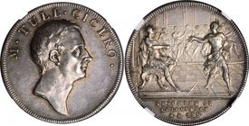 SWITZERLAND. Cicero's speech against Catiline Silver Medal, ND (ca. 1750). NGC MS-61.
12.90 gms. Eisler-44a. By Jean Dassier and sons. Head of Cicero...