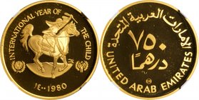 UNITED ARAB EMIRATES. 750 Dirhams, AH 1400 (1980). NGC PROOF-68 Ultra Cameo.
Fr-3; KM-8. Mintage: 3,063. Struck to commemorate the International Year...