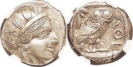 ATHENS , Tet, 449-413 BC, Athena head r/owl stg r, S2526; in NGC slab as CH AU, Strike 4/5, surface 5/5. I grade it Choice EF, obv centered just a tou...