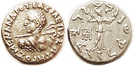 Menander, 160-145 BC, Heroic bust l, thrusting spear/ Athena stg r, S7604; Choic...