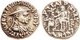 Antialkidas, Drachm, Bust r in kausia/Zeus std l, elephant forepart; Choice EF/VF+, well centered & struck with full lgnds, nice metal quality with ac...