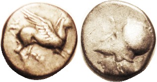 CORINTH , Stater, c.350-300 BC, Pegasos r/Athena hd l, F-VF/F, obv nrly centered...