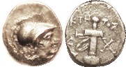 KAUNOS , Hemidrachm, 166-150 BC, Athena head r/sword in sheath, Magistrate KTH-T...