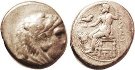 Tet of Sardes, Rose at left, TI below throne, Pr.2611; F+, obv significantly off-ctr losing profile; faint granularity mainly on rev. Not in Muller. R...