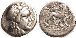 Drachm, 2nd cent BC, Apollo head rt/lion stg rt, looking back, star above, Magis...