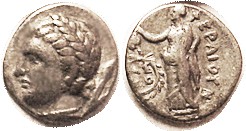 PHERAI, Hemidrachm, 4th cent BC, Hekate head l./Nymph Hypereia stg l, S2204 (£300); VF/AVF, centered, good metal, well struck; much above average qual...