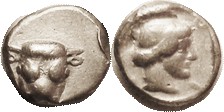 PHOKIS , Hemidrachm, c. 449-447 BC, Bucranium/Artemis head r, S2348 (£120); Ex CNG as "Nice VF," I call it VF/F+, with obv a good bit off-ctr & a hit ...