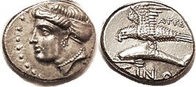 SINOPE , Drachm, 415-365 BC, Sinoppe head l./Sea eagle riding dolphin l., AGPE, as S3692; EF, obv nrly centered, rev well centered but a little crowde...