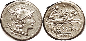 Spurius Afranius, 206/1, Sy.388, Roma head r/Victory in biga r; EF, centered & w...