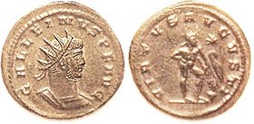 GALLIENUS , Ant, VIRTVS AVGVSTI, Hercules stg r, with club; Choice EF+, centered on a large flan, quite well struck with no wkness, portrait fully sha...