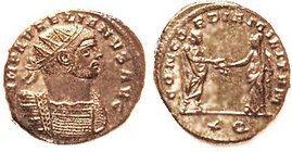 Ant, CONCORDIA MILIVTM, Ruler & wife clasping hands, *Q; AEF, obv a hair off-ctr, full lgnds, well struck; silvery-brown surfaces; interesting portrai...