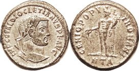 Follis, GENIO POPVLI ROMANI, Genius stg l., HTA, Choice EF, well centered, strong silvering, obv quite well struck & attractive with sharp portrait, l...