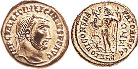 LICINIUS I , Reduced Follis, IOVI CONSERVATORI AVGG , Jupiter stg l, with Victory & eagle, ALE; Choice EF, practically mint state, obv centered & quit...