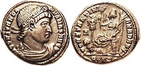 CONSTANTINE I , Æ3, CONSTANTINIANA DAFNE, Constantinopolis std with trophy & captive, CONS; Choice VF-EF, well centered & struck, glossy dark brown pa...