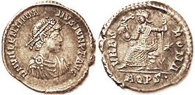 VALENTINIAN II , Siliqua, VRBS ROMA, Roma std l, AQPS•; Choice AEF, well centered & nicely struck on a large unclipped flan; excellent metal with mode...