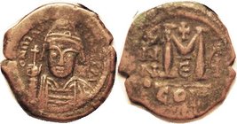 MAURICE , Follis, S494, CON-u-E, VF, centered, brown patina with sl crusting mainly on rev, sl wkness, strong full face on portrait. (A GVF brought $3...