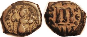 CONSTANS II , Follis, S1001, Ruler stg/Large M, AII below; Nice F-VF for this, lgnds nrly complete, smooth brown patina with orangy hilighting. (An AV...