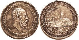 Hesse, Silver medal 1890, Private Shooting Business, 34 mm, Ludwig IV bust r/city view; AU, beautiful multicolor toning. Nice! (An Unc/EF brought $256...