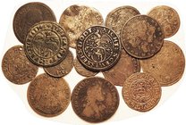 European jetons & reckenpfennigs, 15 diff, from around 1500 to 1800, some low grade or damaged but the majority nice, several of the earliest very nic...