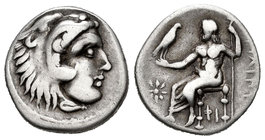 Imperio Macedonio. Alejandro III Magno. Dracma. 323-319 a.C. Kolophon. (Price-1759 variante). Anv.: Cabeza de Heracles a derecha recubierta con piel d...