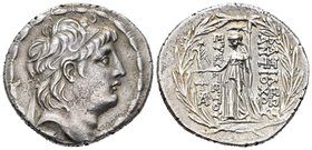 Imperio Seleucida. Antioco VII. Tetradracma. 138-129 a.C. (Pozzi-3001). (Gc-7092 variante). Anv.: Busto diademado a derecha. Rev.: Atenea en pie a izq...