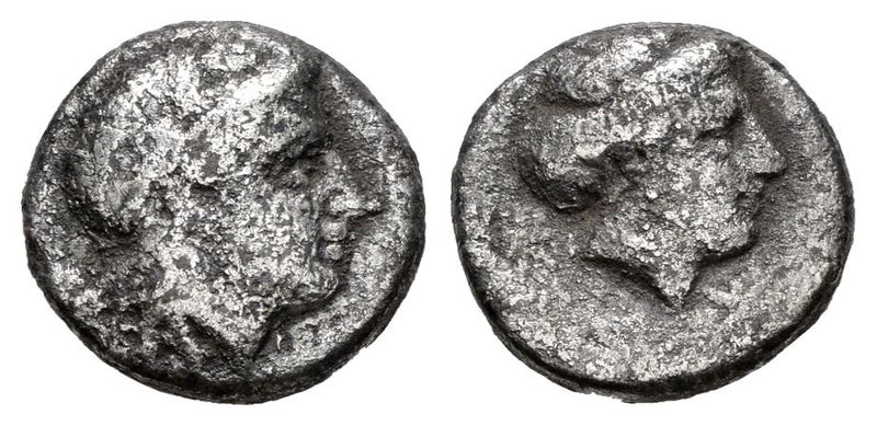 Lesbos. Mytilene. Dióbolo. 400-350 a.C. (Gc-4262). (Sng Cop-367). Anv.: Cabeza d...
