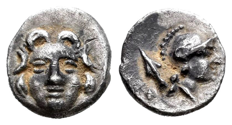 Pisidia. Selge. Óbolo. 300-190 a.C. (Cop-254). (Sbg-5479). Anv.: Gorgona. Rev.: ...