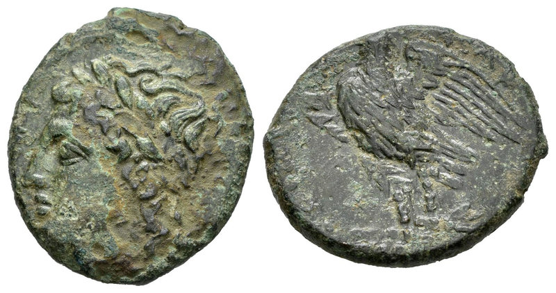 Sicilia. Siracusa. AE 15. 288-279 d.C. Hiketas. (Gc-1211). Rev.: Águila. Ae. 5,6...