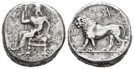 Persia. Imperio Alejandrino. Tetradracma. 328-311 a.C. Babylon. (Pozzi-2872). (Sng Cop-265). Anv.: Baal sentado a izquierda con cetro. Rev.:  León cam...