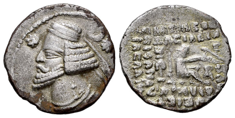 Imperio Parto. Orodes II. Dracma. 57-38 a.C. (Seaby-7445). Anv.: Busto diademado...